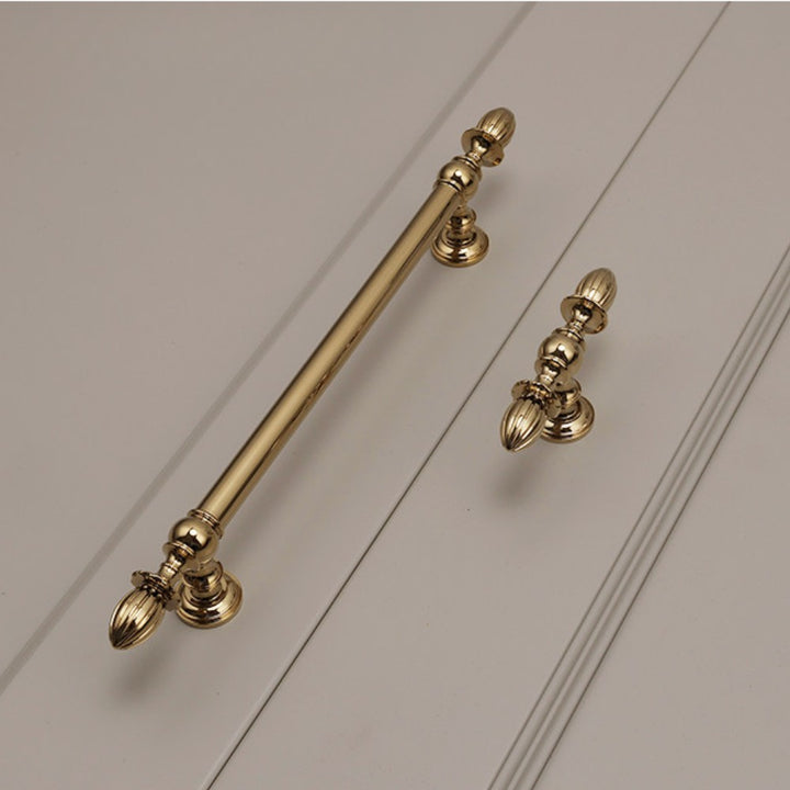 FLUX polished gold 6.25 inch cabinet bar pull - navy blue kitchen - ARCHANDLES