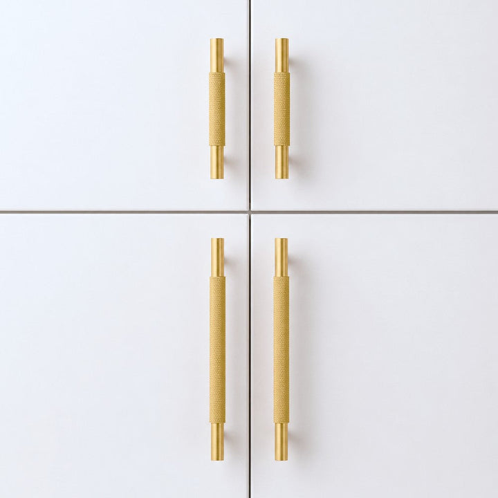FRAME brushed brass 7.5 inch cabinet bar pull - navy blue kitchen island - ARCHANDLES