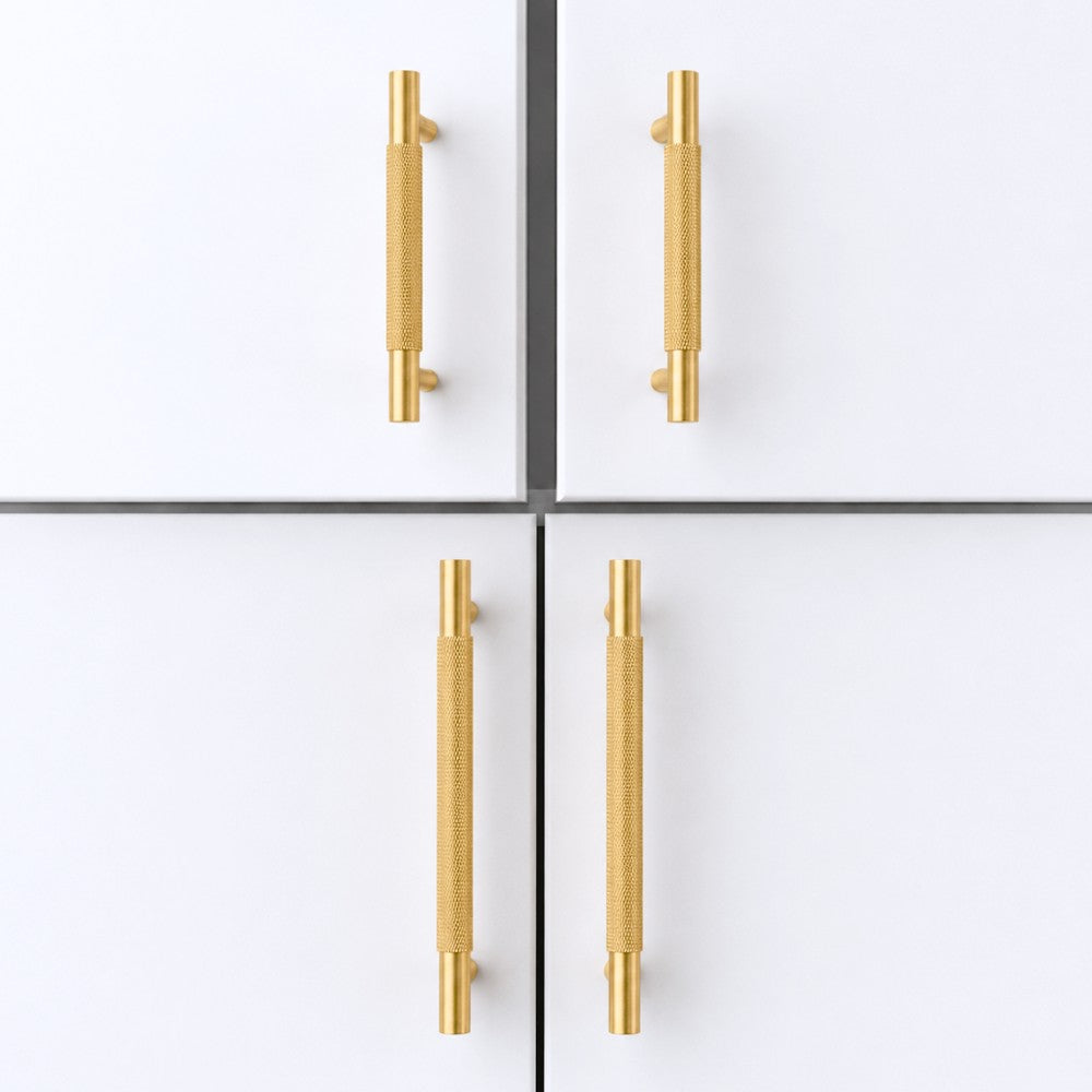 FRAME brushed brass 7.5 inch cabinet bar pull - navy blue kitchen island - ARCHANDLES