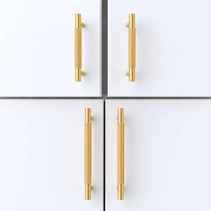 FRAME brushed brass 7.5 inch cabinet bar pull - navy blue kitchen island - ARCHANDLES