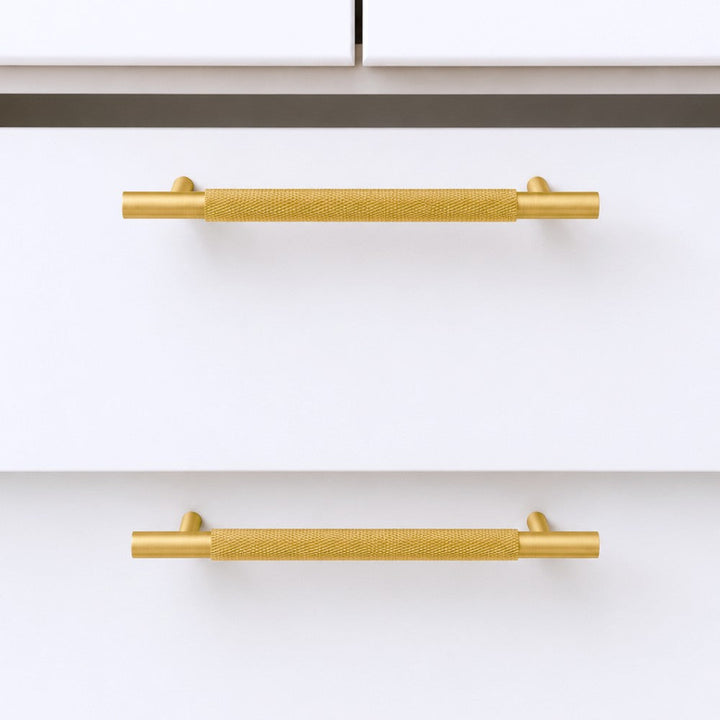 FRAME brushed brass 7.5 inch cabinet bar pull - navy blue kitchen island - ARCHANDLES
