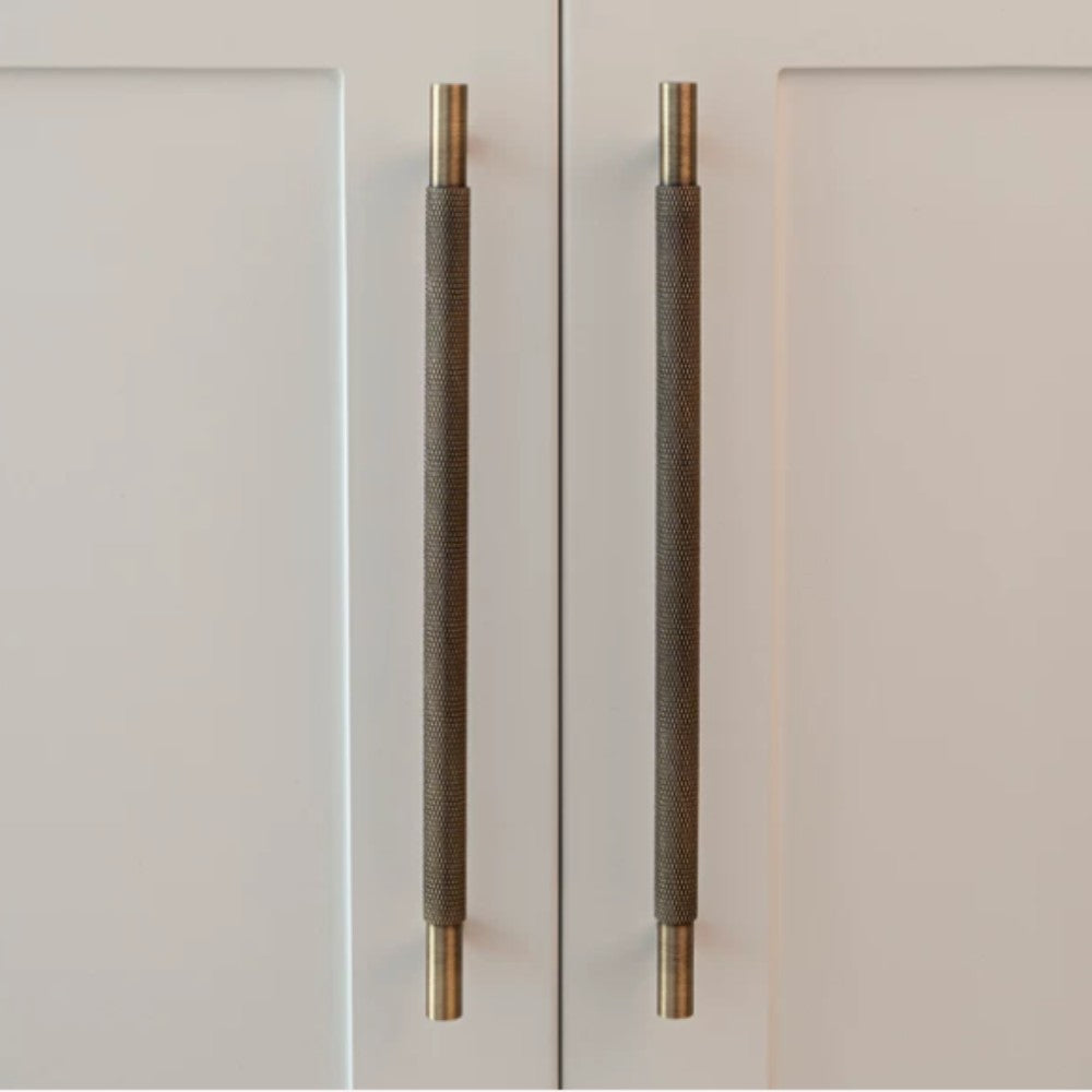 FRAME brushed brass 7.5 inch cabinet bar pull - navy blue kitchen island - ARCHANDLES