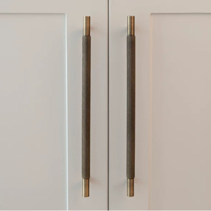 FRAME brushed brass 7.5 inch cabinet bar pull - navy blue kitchen island - ARCHANDLES