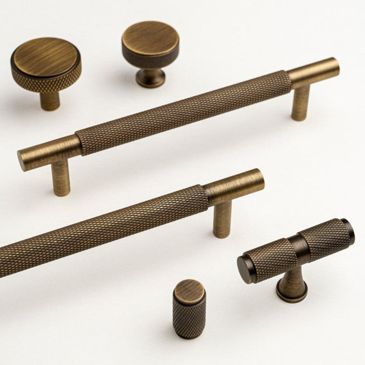 FRAME brushed brass 7.5 inch cabinet bar pull - navy blue kitchen island - ARCHANDLES