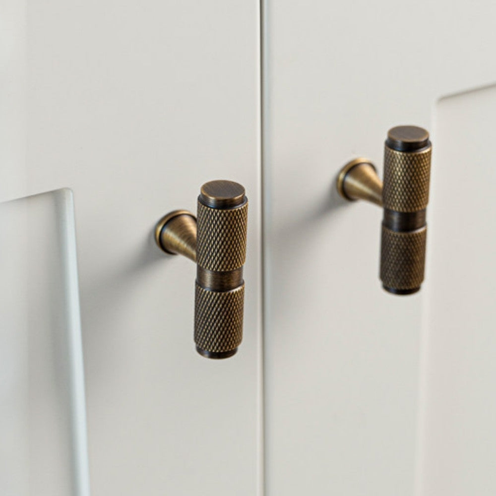 FRAME brushed brass 7.5 inch cabinet bar pull - navy blue kitchen island - ARCHANDLES