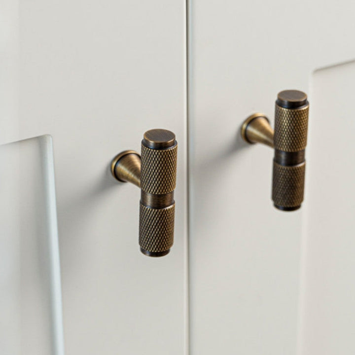 FRAME brushed brass 7.5 inch cabinet bar pull - navy blue kitchen island - ARCHANDLES