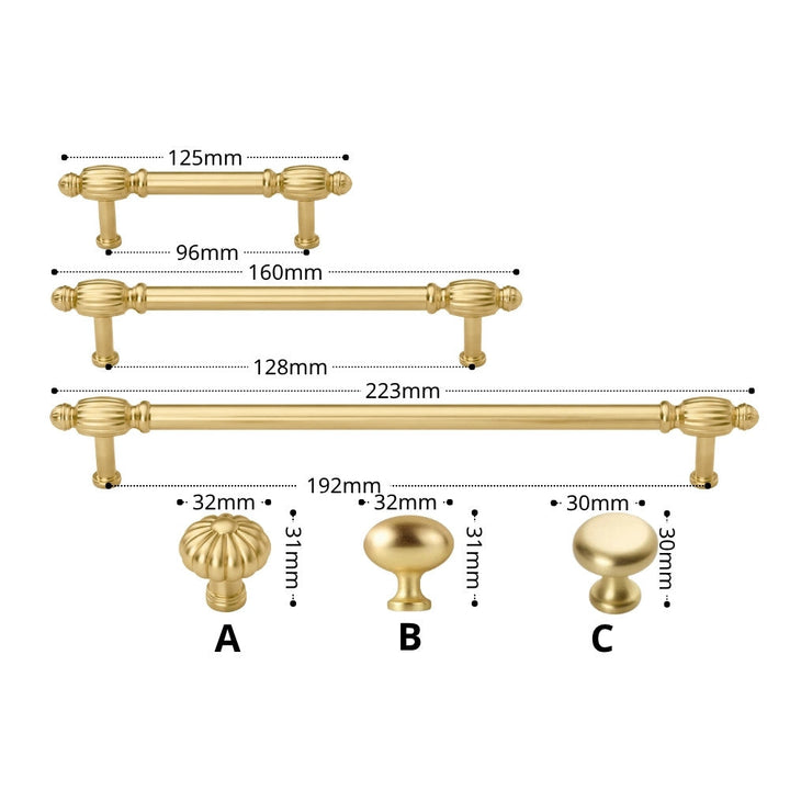 OMEGA Brushed Gold Cabinet Knobs for Kitchen