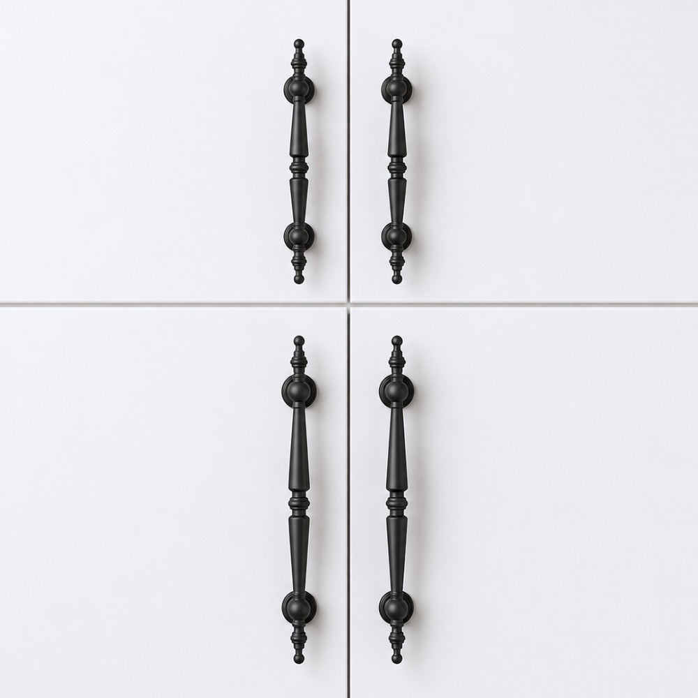 PLANE matte black 6.25 inch cabinet bar pull - white shaker kitchen island - ARCHANDLES