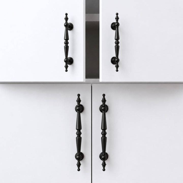 PLANE matte black 6.25 inch cabinet bar pull - white shaker kitchen island - ARCHANDLES