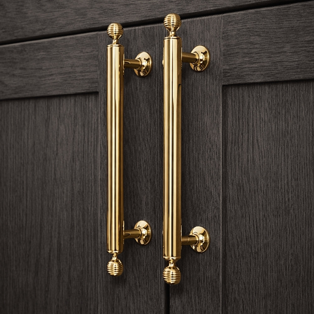 Polished gold 3.75-inch cabinet knobs and pulls — view 02