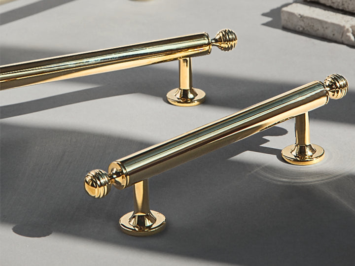 Polished gold 3.75-inch cabinet knobs and pulls — view 03