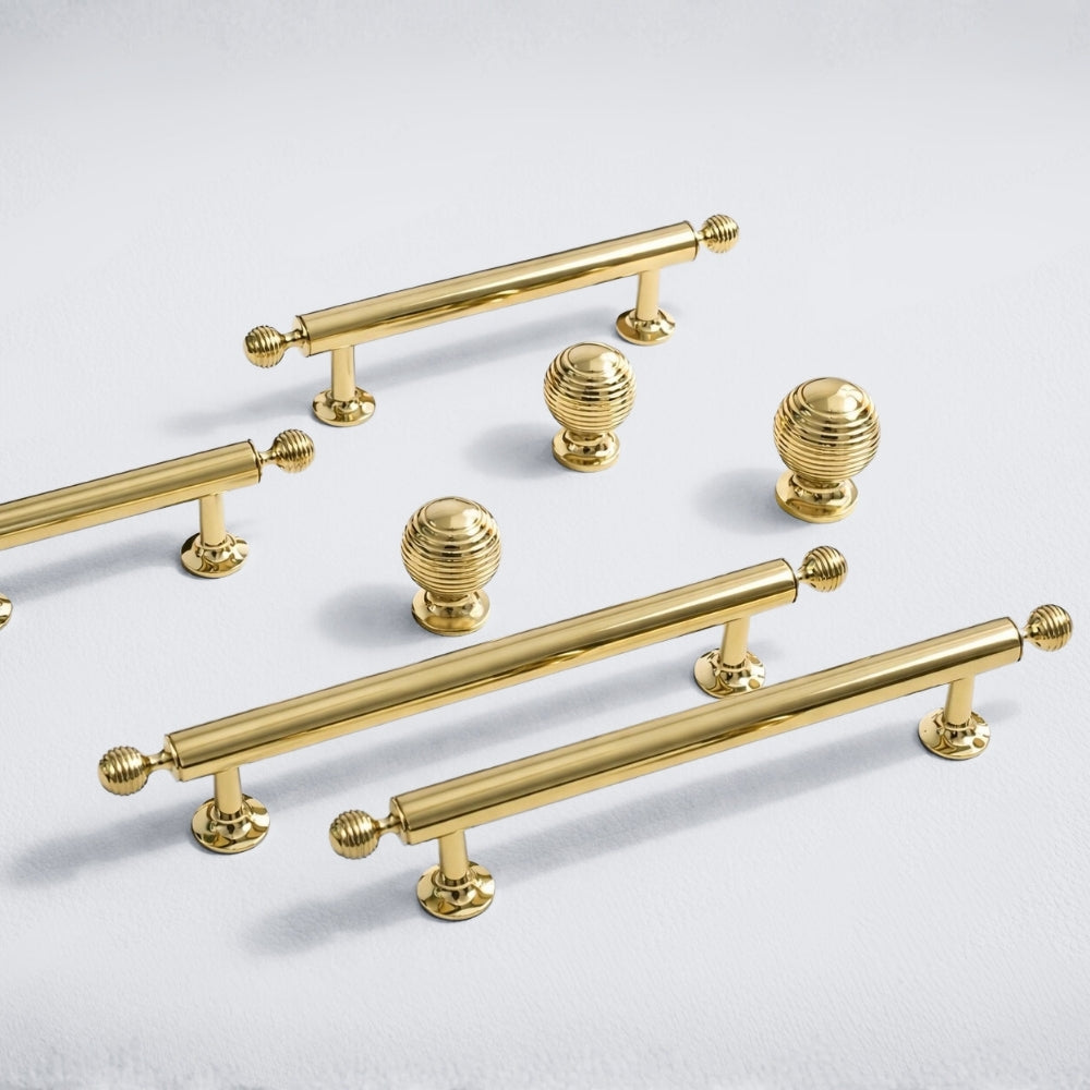 Polished gold 3.75-inch cabinet knobs and pulls — view 13