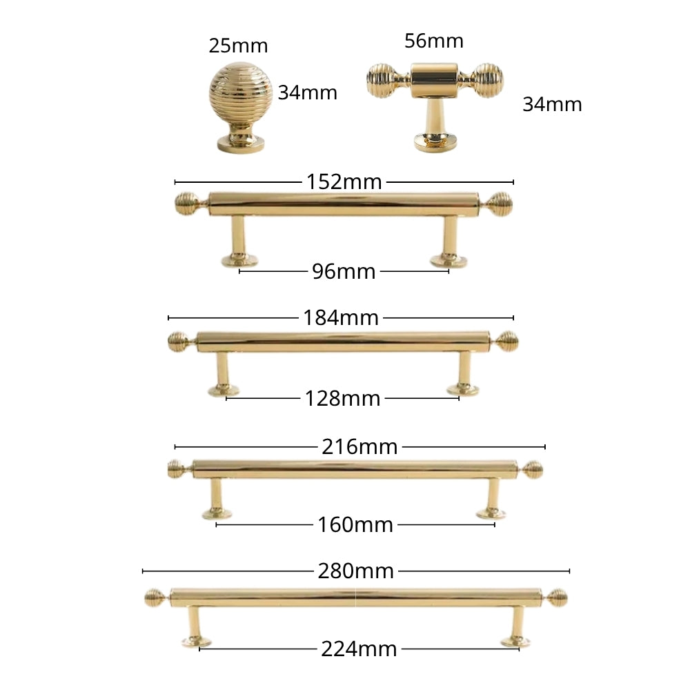 Polished gold 3.75-inch cabinet knobs and pulls — view 14