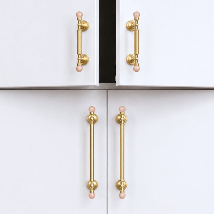 PRIME brushed brass 5 inch cabinet bar pull - navy blue kitchen island - ARCHANDLES