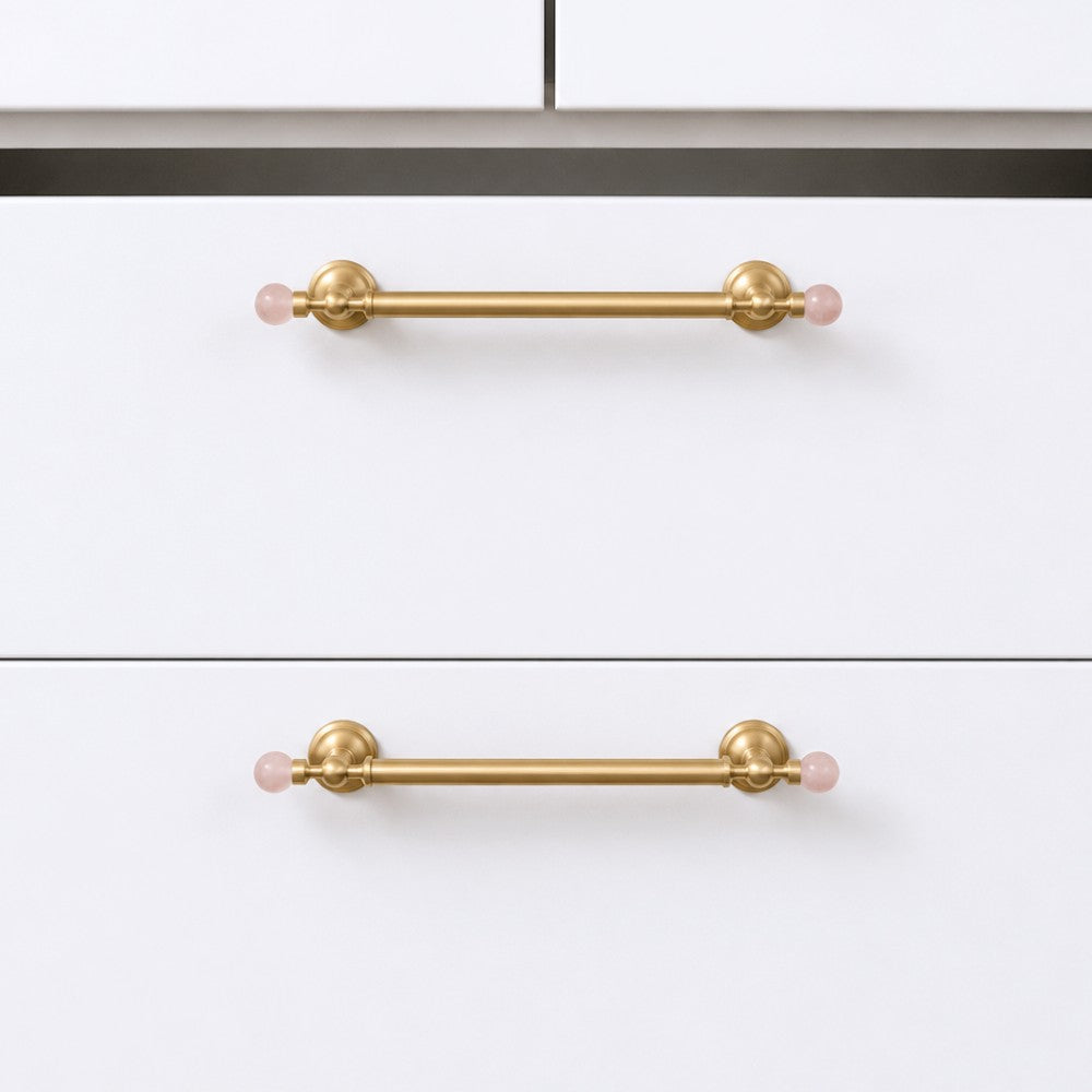 PRIME brushed brass 5 inch cabinet bar pull - navy blue kitchen island - ARCHANDLES