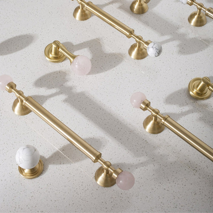 PRIME brushed brass 5 inch cabinet bar pull - navy blue kitchen island - ARCHANDLES