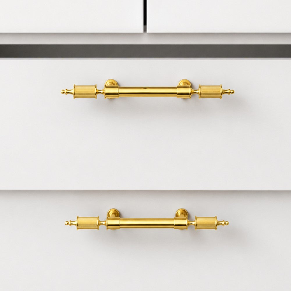 PULSE polished gold 5 inch cabinet bar pull - navy blue kitchen - ARCHANDLES