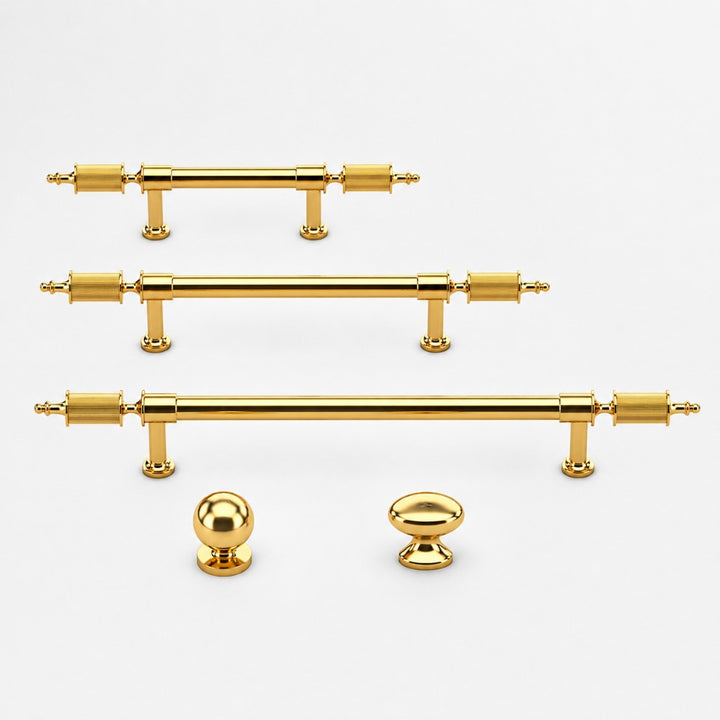 PULSE polished gold 5 inch cabinet bar pull - navy blue kitchen - ARCHANDLES