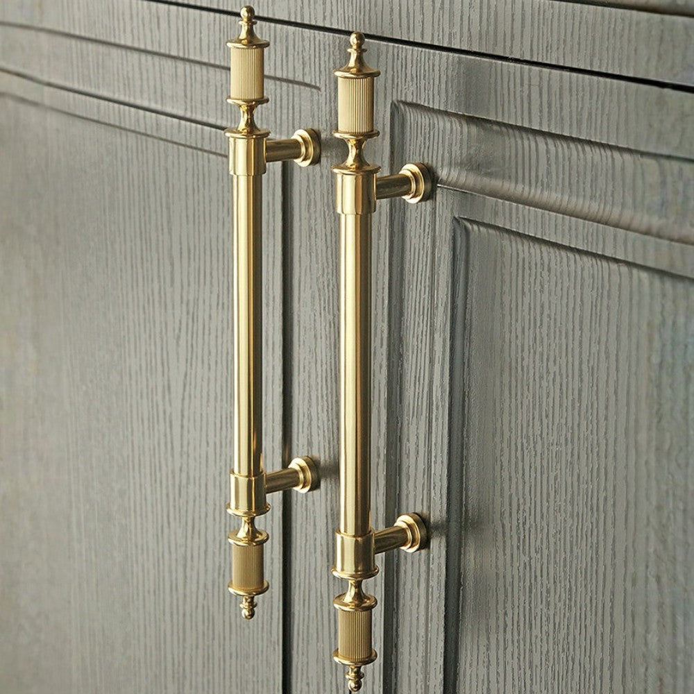 PULSE polished gold 5 inch cabinet bar pull - navy blue kitchen - ARCHANDLES