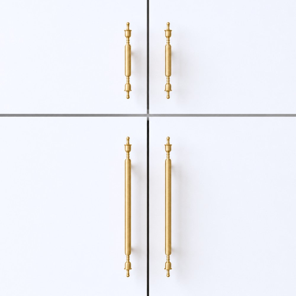 SPAN brushed brass 12.5 inch cabinet bar pull - navy blue kitchen island - ARCHANDLES