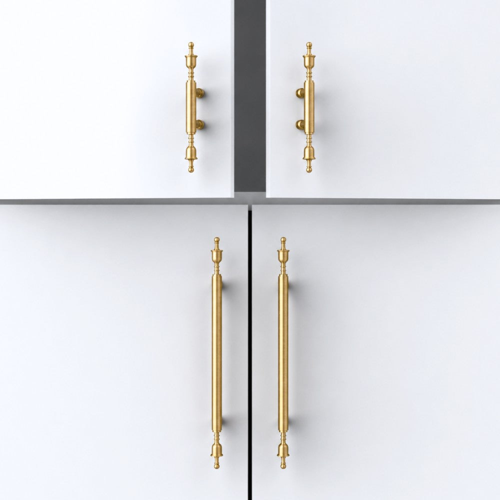 SPAN brushed brass 12.5 inch cabinet bar pull - navy blue kitchen island - ARCHANDLES