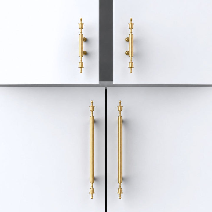 SPAN brushed brass 12.5 inch cabinet bar pull - navy blue kitchen island - ARCHANDLES