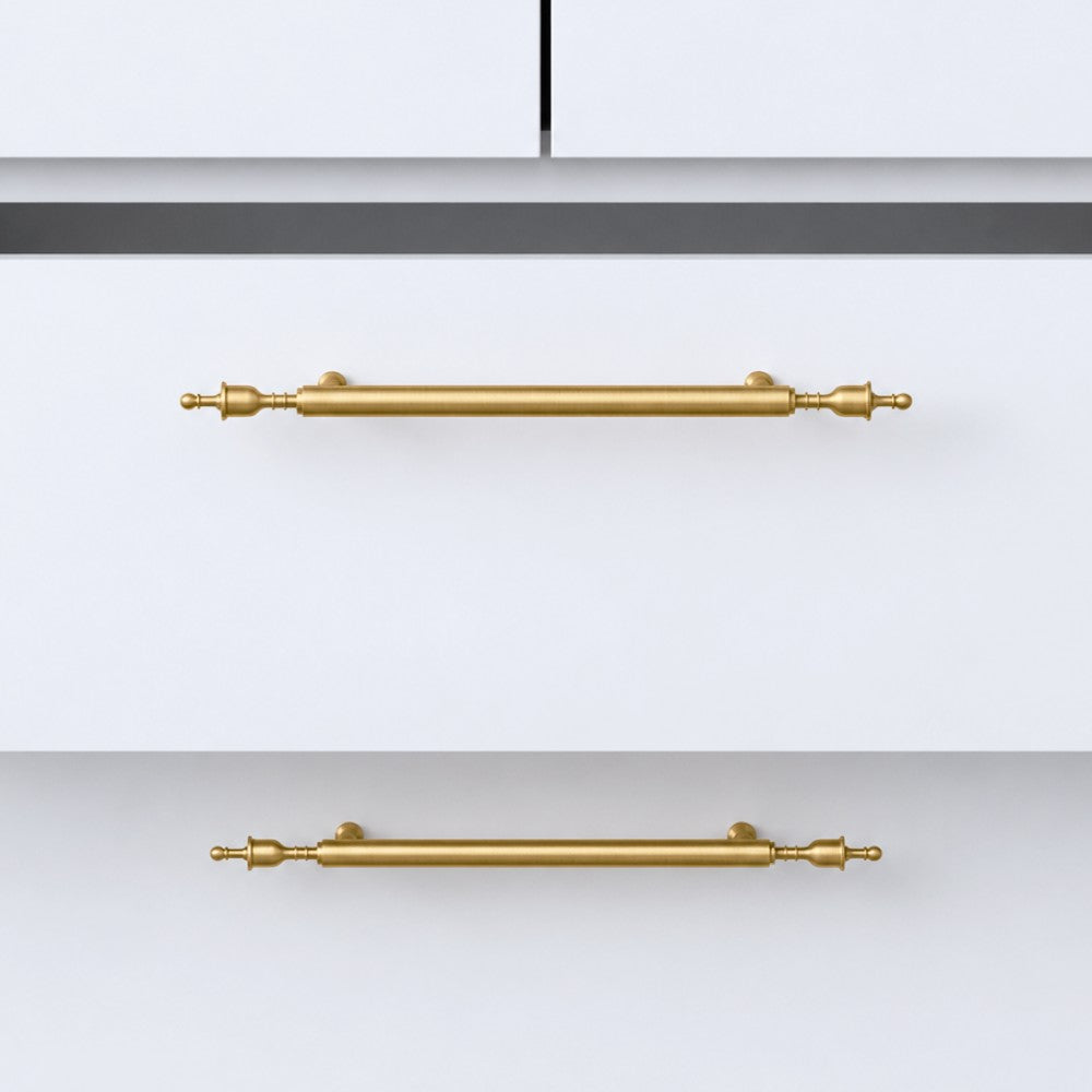 SPAN brushed brass 12.5 inch cabinet bar pull - navy blue kitchen island - ARCHANDLES