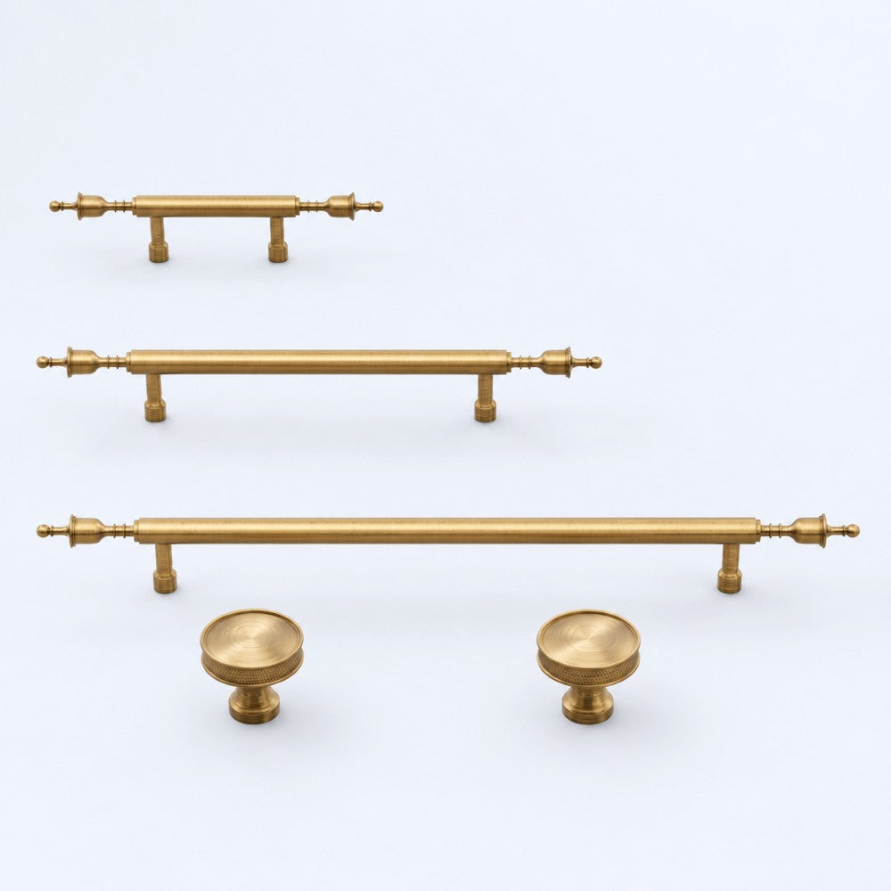 SPAN brushed brass 12.5 inch cabinet bar pull - navy blue kitchen island - ARCHANDLES