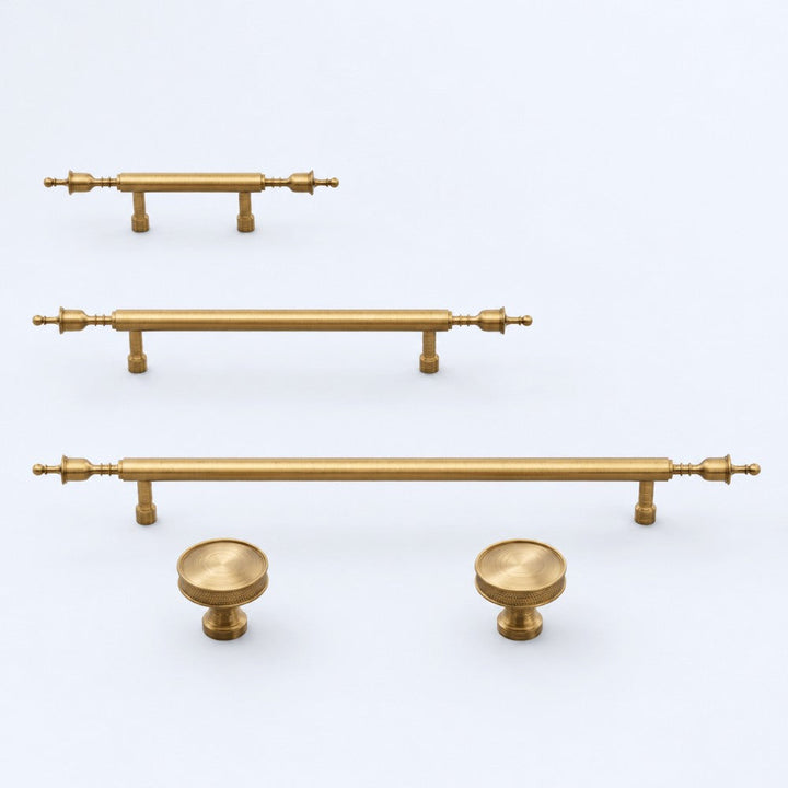 SPAN brushed brass 12.5 inch cabinet bar pull - navy blue kitchen island - ARCHANDLES