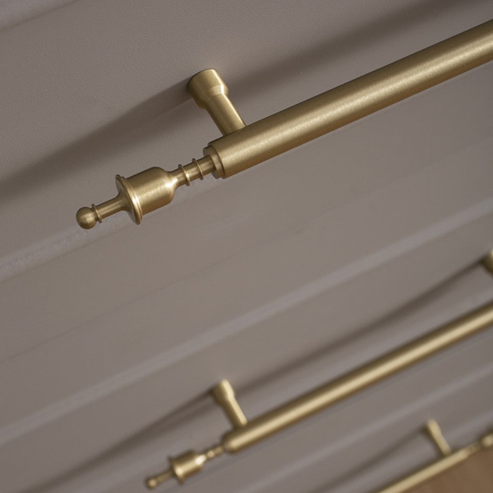 SPAN brushed brass 12.5 inch cabinet bar pull - navy blue kitchen island - ARCHANDLES
