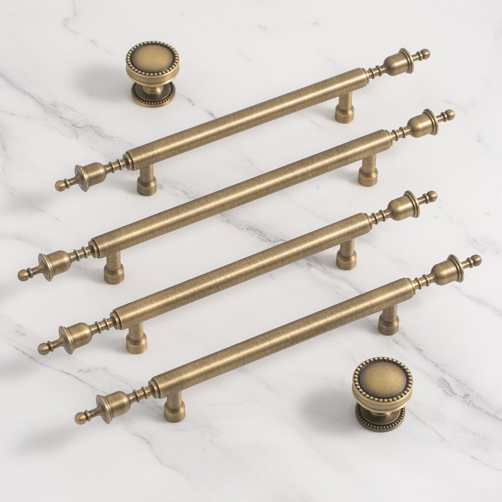 SPAN brushed brass 12.5 inch cabinet bar pull - navy blue kitchen island - ARCHANDLES