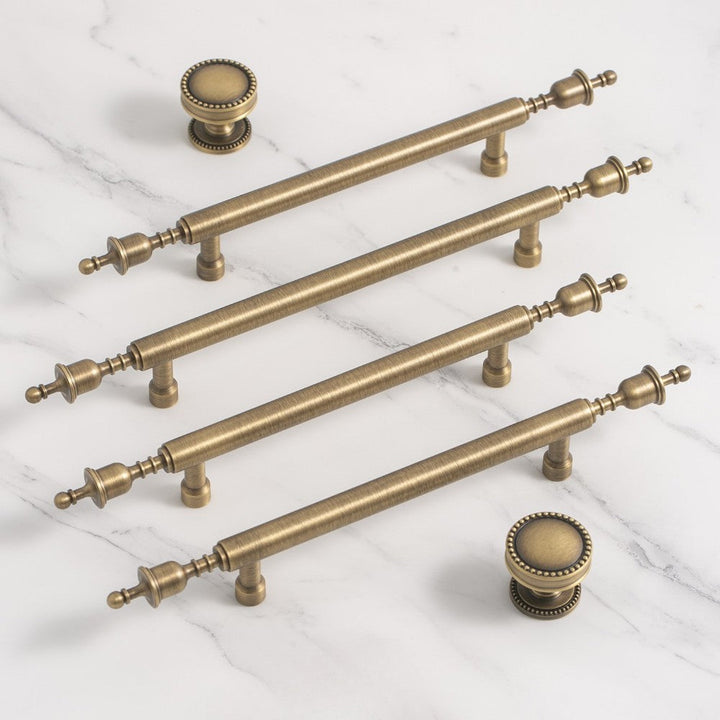 SPAN brushed brass 12.5 inch cabinet bar pull - navy blue kitchen island - ARCHANDLES