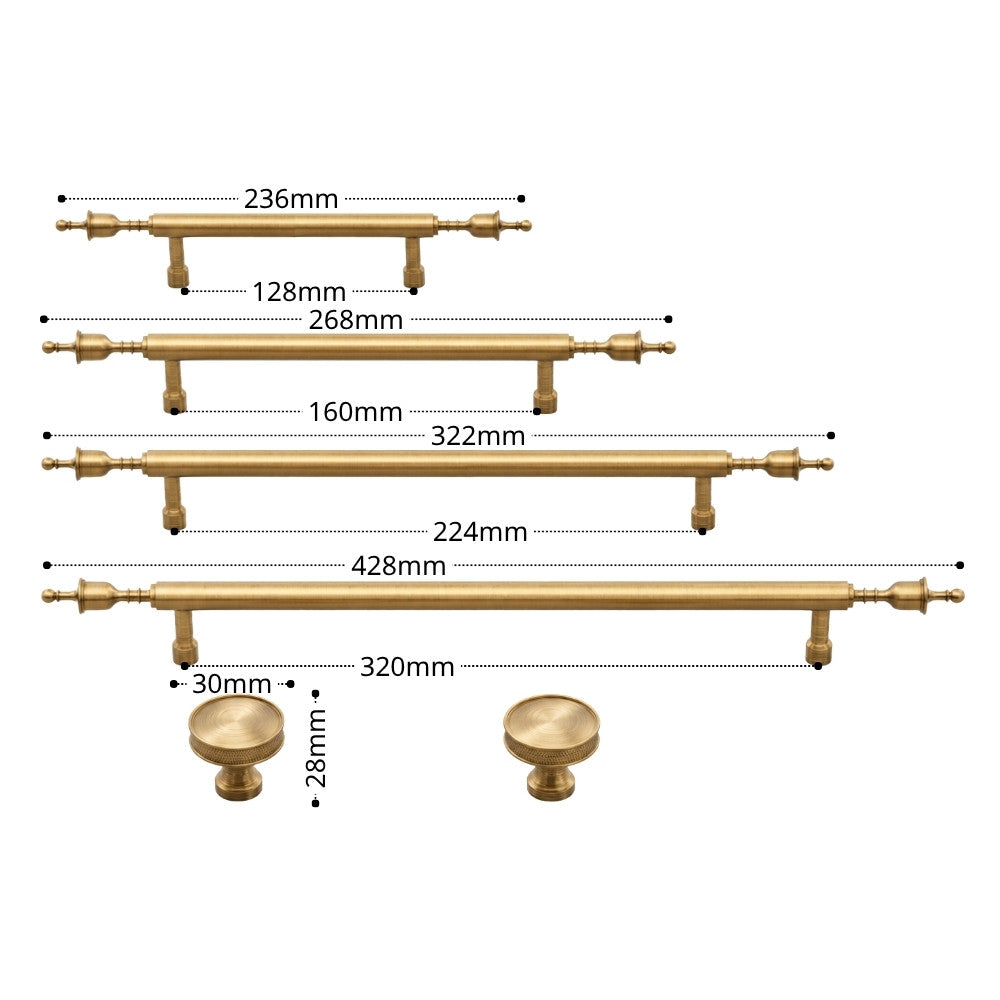 SPAN brushed brass 12.5 inch cabinet bar pull - navy blue kitchen island - ARCHANDLES
