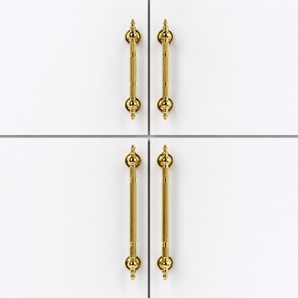 VEIL polished gold 7.5 inch cabinet bar pull - navy blue kitchen - ARCHANDLES