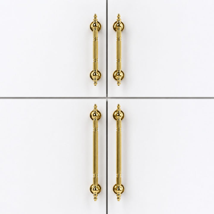 VEIL polished gold 7.5 inch cabinet bar pull - navy blue kitchen - ARCHANDLES