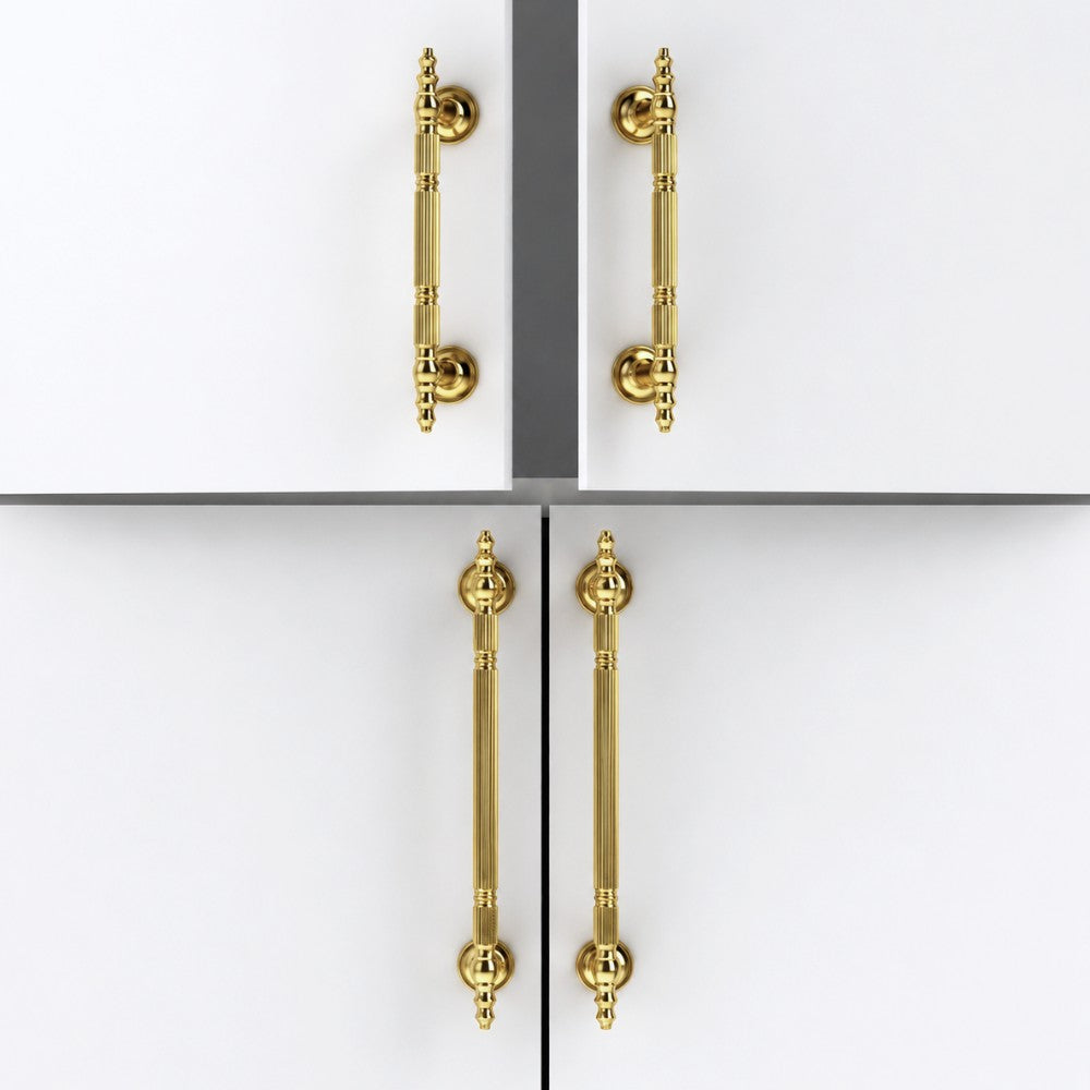 VEIL polished gold 7.5 inch cabinet bar pull - navy blue kitchen - ARCHANDLES
