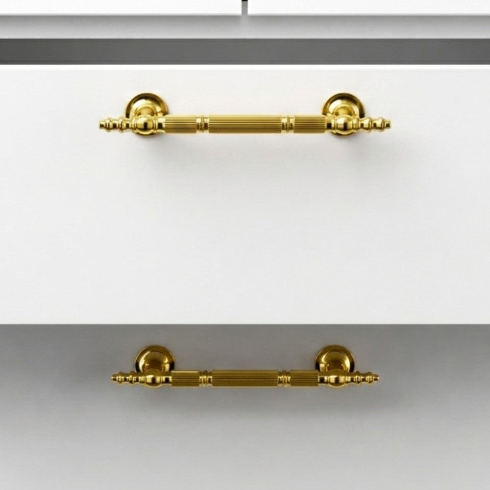 VEIL polished gold 7.5 inch cabinet bar pull - navy blue kitchen - ARCHANDLES