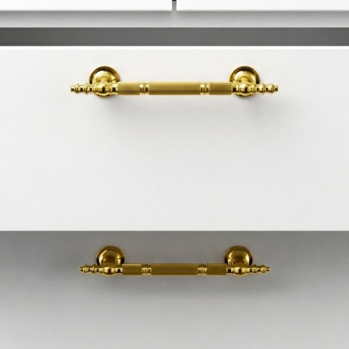 VEIL polished gold 7.5 inch cabinet bar pull - navy blue kitchen - ARCHANDLES
